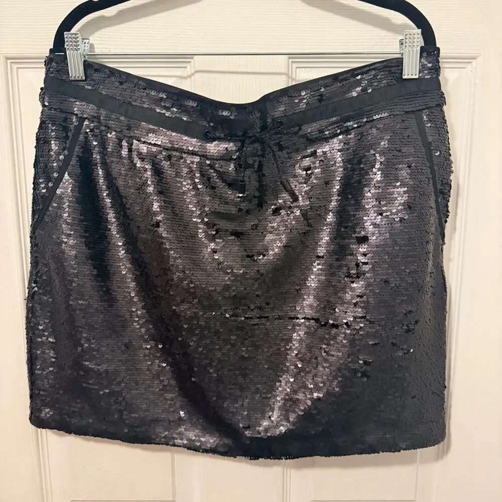 Sequin Mini Skirt with Drawstring Waist